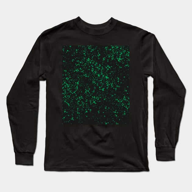 Paint Splatter, Green and Black Long Sleeve T-Shirt by OneThreeSix